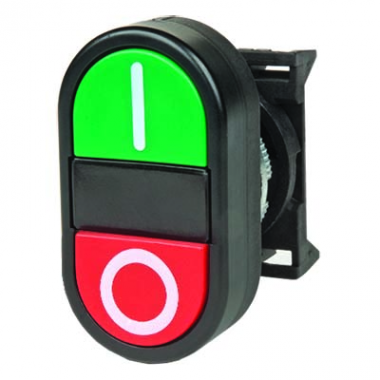 Кнопка двойная без фиксации 22.5мм, красный/зеленый, DKC (ABFLM)