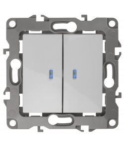 

Выключатель ЭРА 12 12-1105-01, 2кл., индикатор/подсветка, скрытый монтаж, механизм без накладки и рамки, белый (Б0014657), 12-1105-01