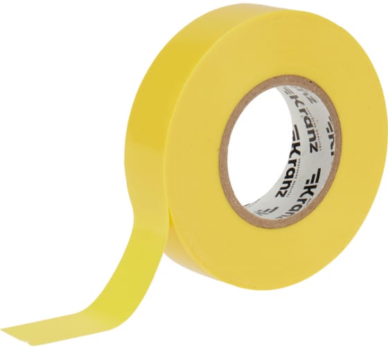 

Изолента ПВХ, 180 мкм/1.9 см/20 м, желтая, 10 шт., Kranz Профессиональная (KR-09-2802)
