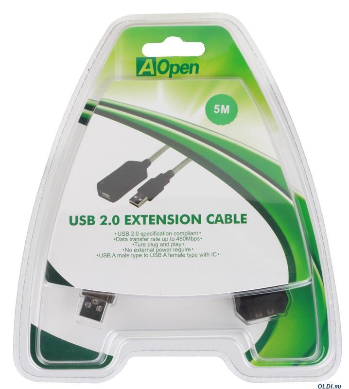 

Кабель-удлинитель USB(Am)-USB(Af), 5 м, прозрачный, AOpen (ACU823-5M)