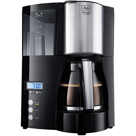 

Кофеварка капельная Melitta Optima Glass Timer, молотый, 1.1л/1.1л, дисплей, черный, 850Вт (20322), Optima Glass Timer
