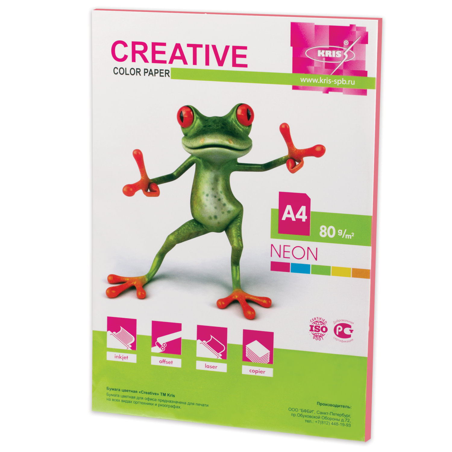 Бумага A4 80г/м² 50 листов, неоновый розовый, Creative Color Paper (БНpr-50р)