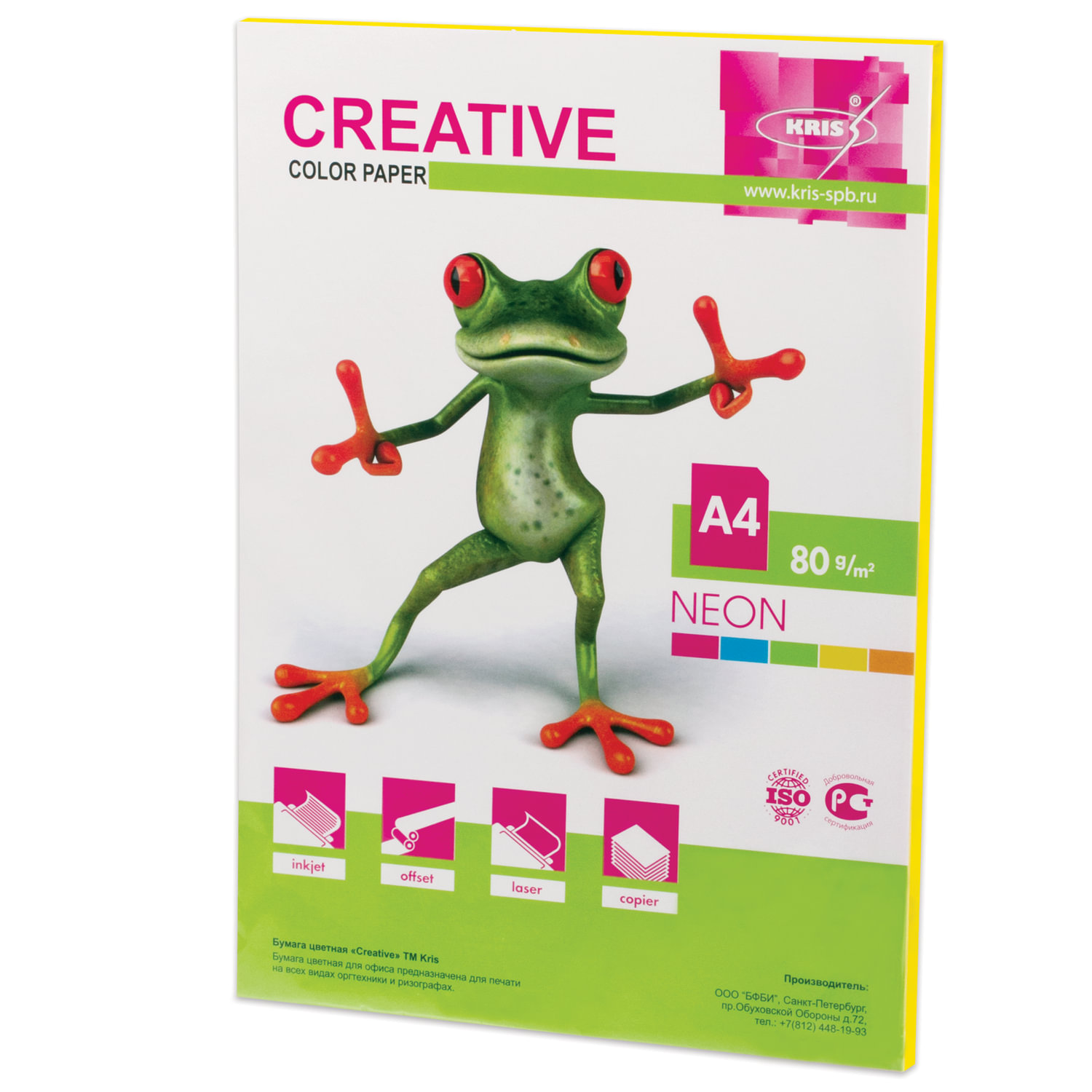 

Бумага A4 80г/м² 50 листов, неоновый желтый, Creative Color Paper (БНpr-50ж), 0