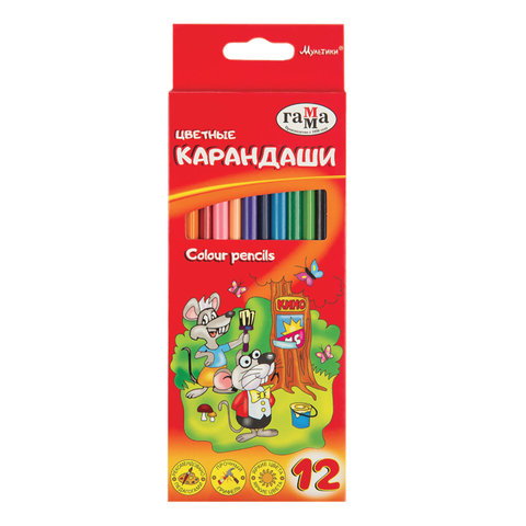 

Набор цветных карандашей ГАММА Мультики, трехгранные, 12шт., заточенные (050918_07), нет данных
