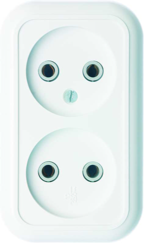 

Розетка КУНЦЕВО-ЭЛЕКТРО Валентина РА10-382, открытый монтаж, 2-х постовая, 10A, в сборе, IP20, белый (5416), РА10-382