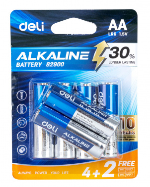 

Батарея Deli E82900 , AA (LR06/15А), 1.5V, 6шт.