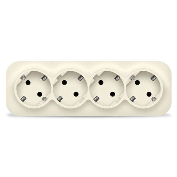 

Розетка IONICH, открытый монтаж, 4-х постовая, с з/к, 16A, в сборе, IP20, слоновая кость (1452)