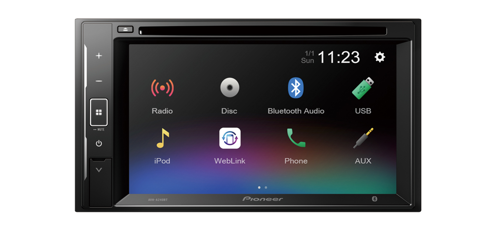

Автомагнитола Pioneer AVH-A240BT, 2 DIN, 4x50Вт, USB, Bluetooth, черный (1611002), AVH-A240BT