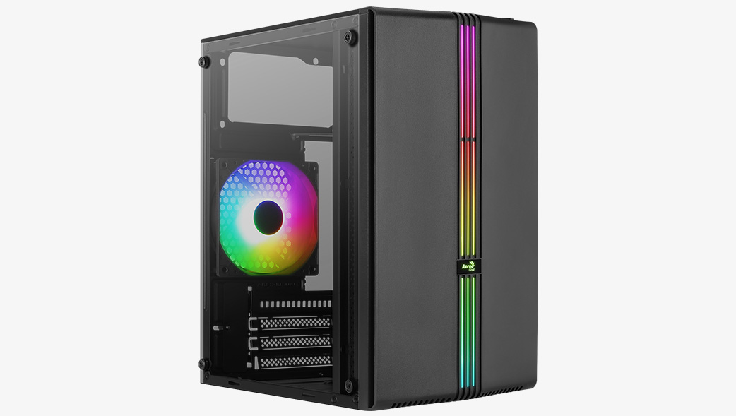 

Корпус AeroCool Evo Mini, mATX, Mini-Tower, USB 3.0, RGB подсветка, черный, без БП (Evo Mini-G-BK-v1), Evo Mini
