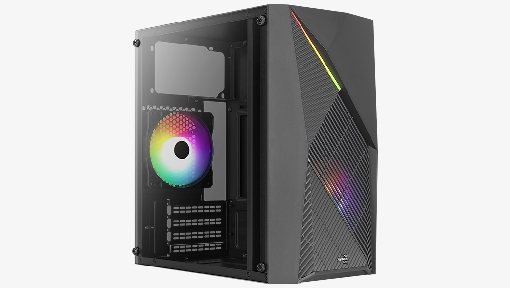 Корпус AeroCool Raider Mini-G V2, mATX, Mini-Tower, USB 3.0, RGB подсветка, черный, без БП (RAIDER Mini-G-BK-v2)