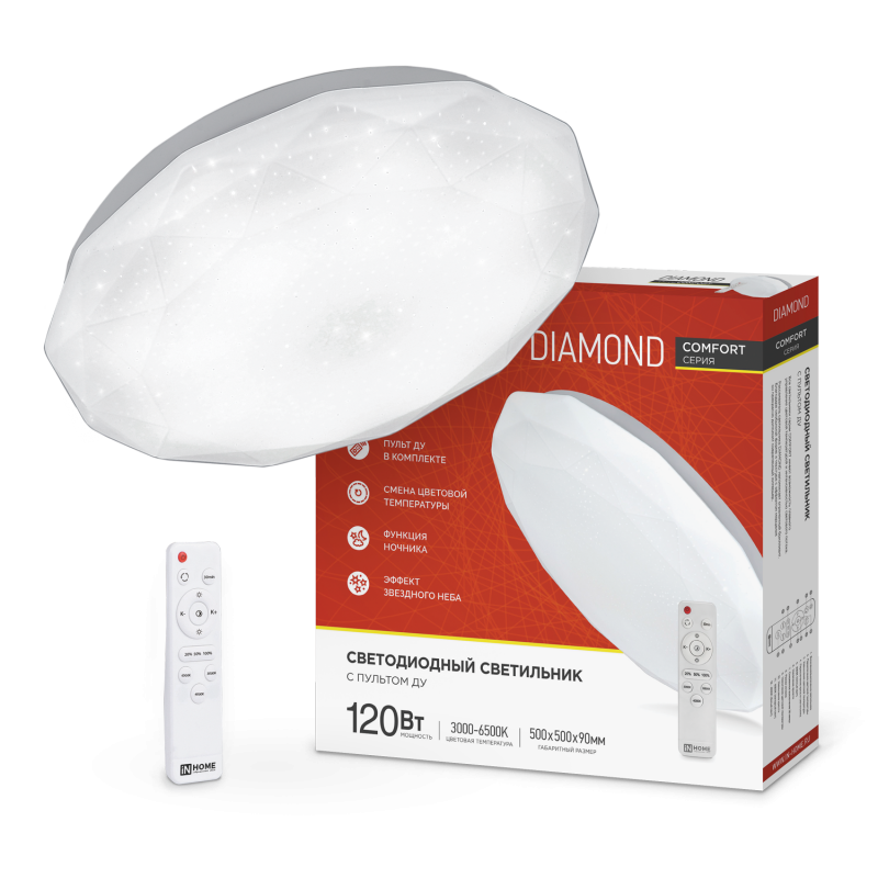 

Светильник потолочный IN HOME COMFORT DIAMOND, светодиодный, IP40 (4690612035055), COMFORT DIAMOND