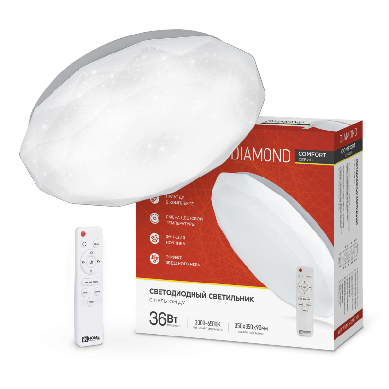 

Светильник потолочный IN HOME COMFORT DIAMOND, светодиодный, IP40 (4690612035031), COMFORT DIAMOND