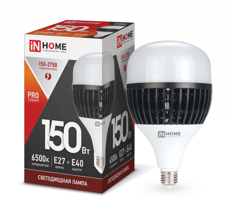 

Лампа светодиодная E27/E40/T, 150Вт, 6500K / холодный свет, 14250лм, IN HOME LED-HP-PRO (4690612035703), LED-HP-PRO