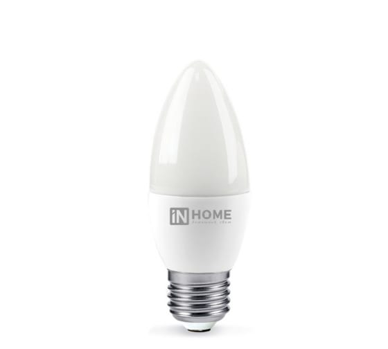 Лампа светодиодная E27 свеча/C37, 8Вт, 4000K / белый, 760лм, IN HOME LED-СВЕЧА-VC (4690612020457) - фото 1