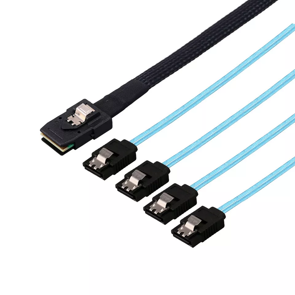 

Кабель SNR, SFF-8087 (mini SAS) - 4xSATA, 80 см, голубой/черный (SFF-8087/4SATA-80CM)