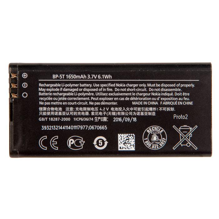 

Аккумулятор BP-5T/BP-5T для Nokia Lumia 820, 825 BP-5T, 3.7V, 1650mAh (332437), BP-5T