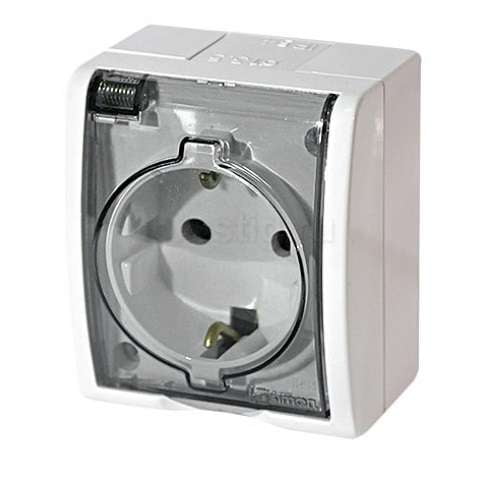 

Розетка Simon Simon15, открытый монтаж, однопостовая, с з/к, с крышкой, 16A, в сборе, IP54, белый (1594445-030)