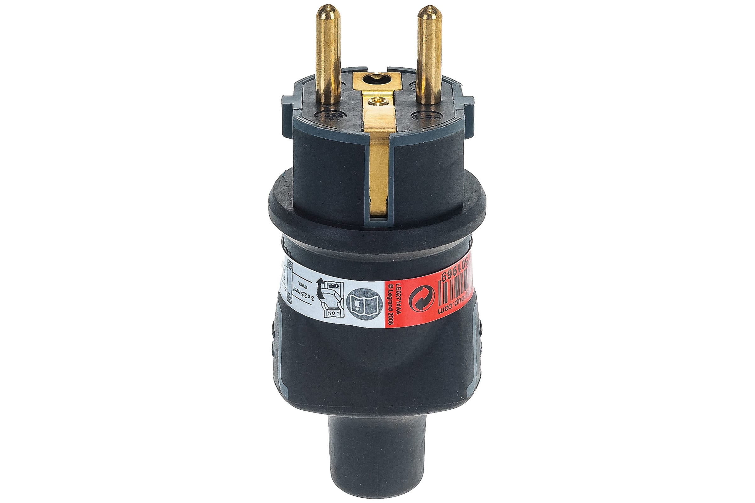 

Вилка прямая Legrand Helium, Schuko, 16A, с/з, IP44, черный (050196), 0