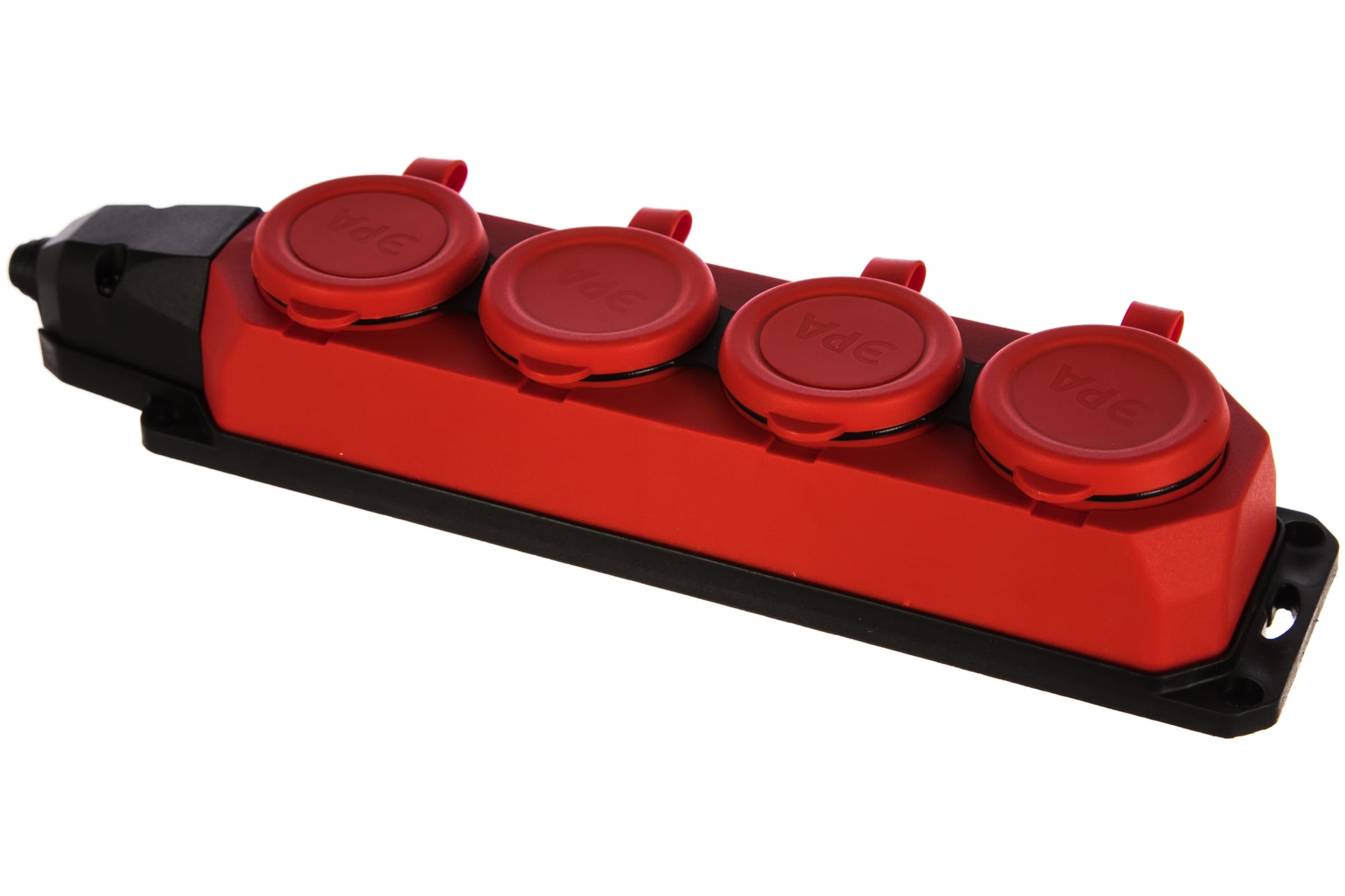 Колодка удлинителя ЭРА K-4e-RED-IP44 4-розетки, 16A, с/з, защитные крышки, красный (Б0044553)