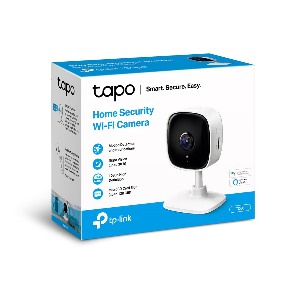 IP-камера TP-Link Tapo TC60 3.3мм, настольная, 2Мпикс, CMOS, до 1920x1080, до 15кадров/с, ИК подсветка 9м, WiFi, 0 °C/+40 °C, белый (TAPO TC60) - фото 1