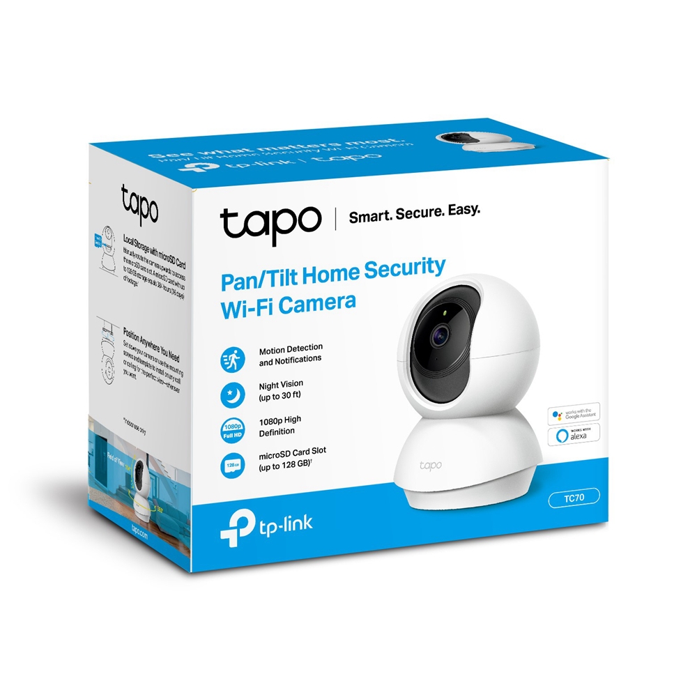 

IP-камера TP-Link Tapo TC70 4 мм, настольная, поворотная, 2.9 Мпикс, CMOS, до 1920x1080, до 15 кадров/с, ИК подсветка 9 м, WiFi, 0 °C/+40 °C, белый (TAPO TC70), TC70
