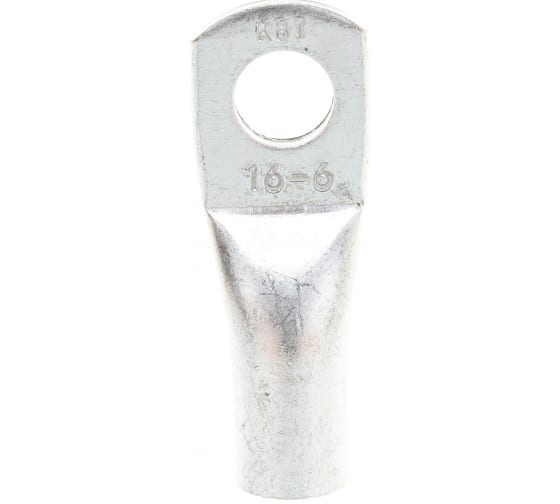 Наконечник кольцевой, 16 мм², медь, луженый, под опрессовку, КВТ ТМЛс 16-6 (60910)