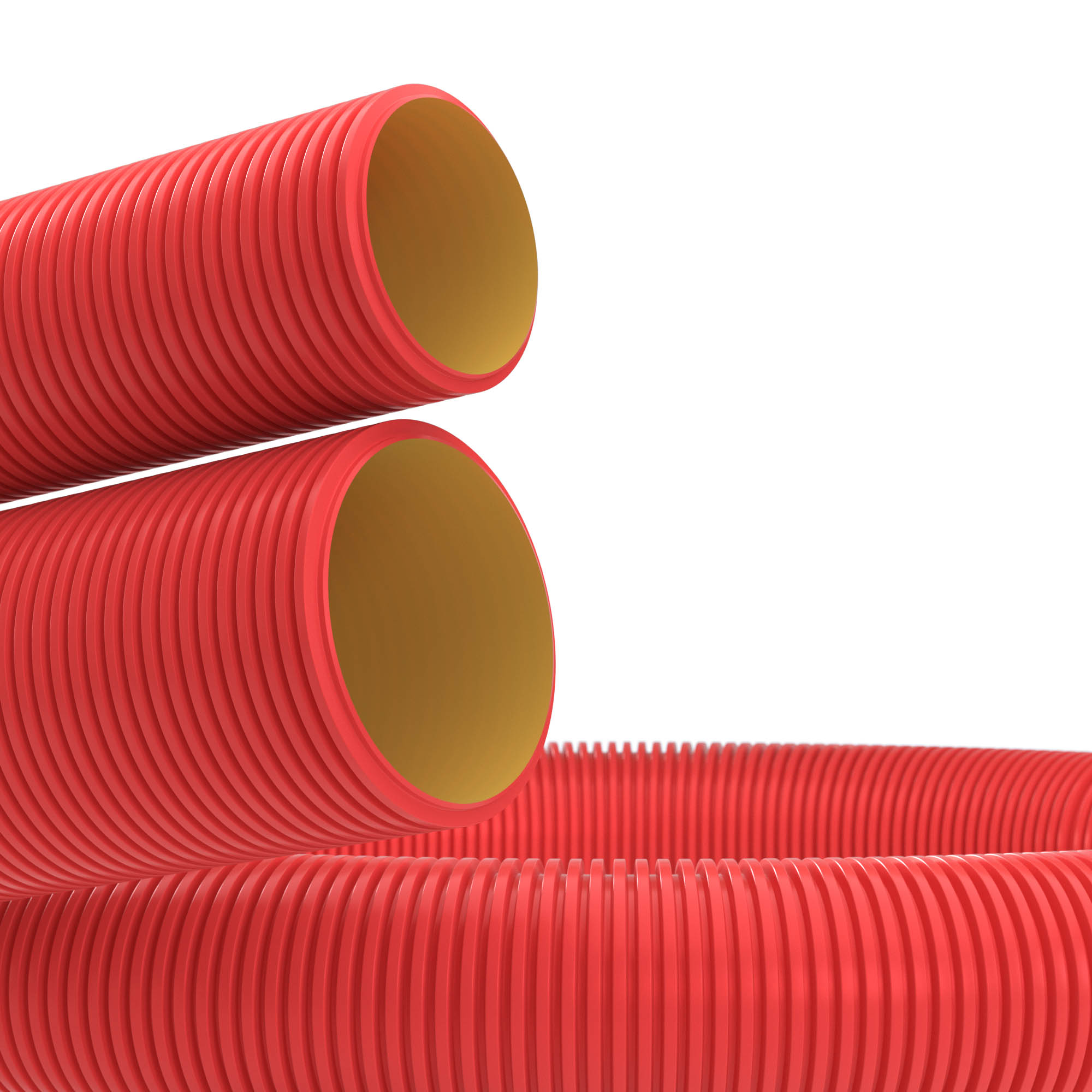 Труба гофрированная DKC, 110мм/94мм, 50м, с протяжкой, полиэтилен, красный (121911)