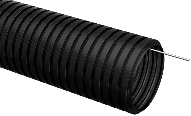 Труба гофрированная IEK, 40мм/31.2мм, 15м, с протяжкой, ПП, черный (CTG20-40-K02-015-1)