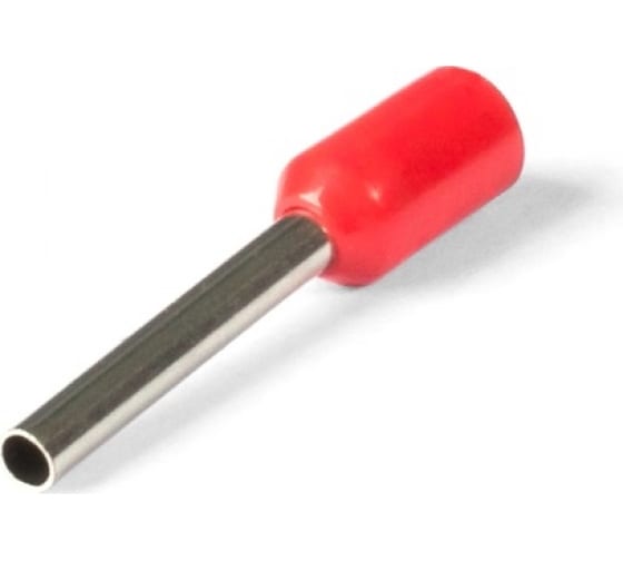 Наконечник НШВИ штыревой втулочный изолированный, 1 мм², медь, луженый, под опрессовку, красный, КВТ 1.0-12 (79439)