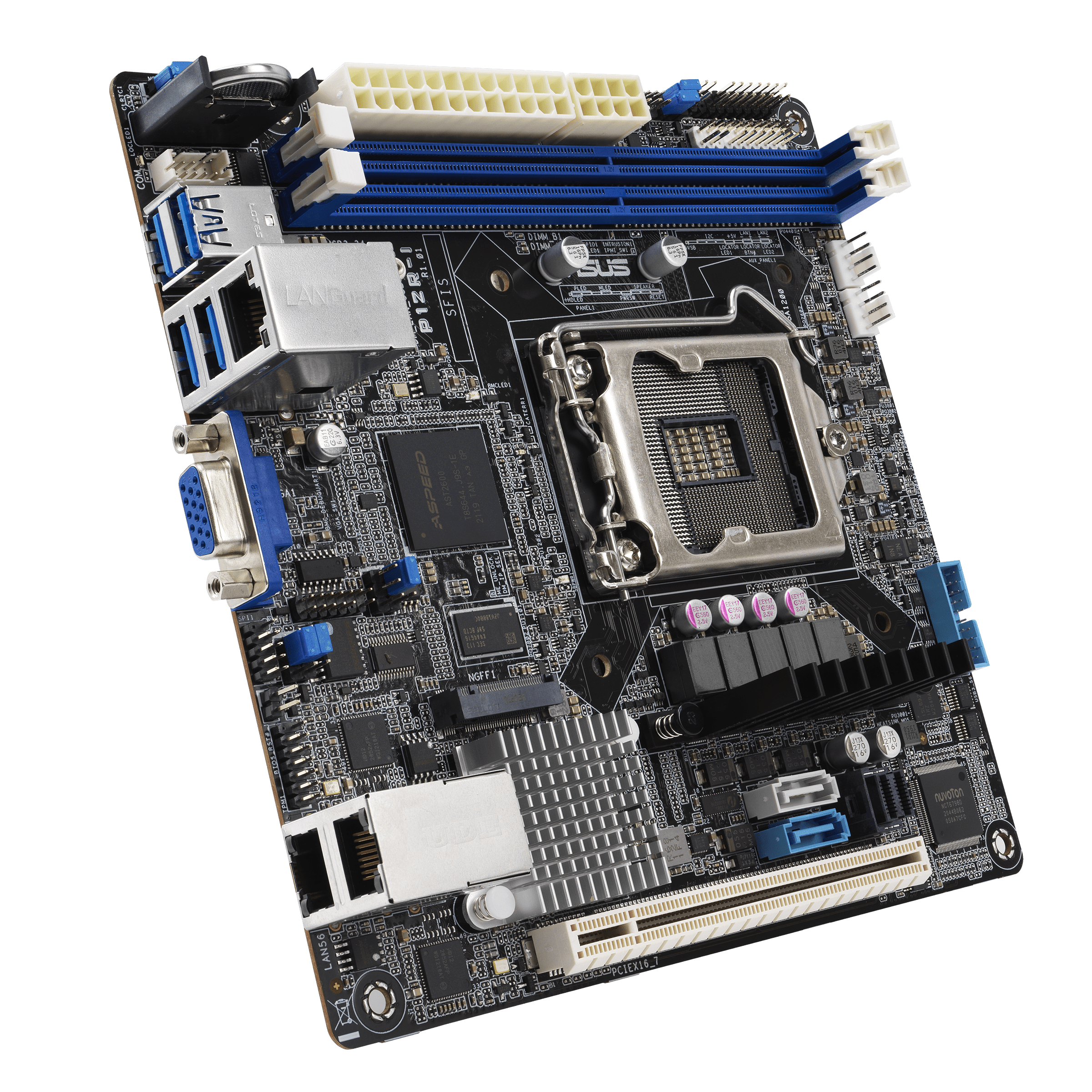 

Материнская плата ASUS P12R-I, 1xSocket1200, iC252, 2xDDR4, PCI-Ex16, 1xM.2-PCI-E/SATA, 6SATA3 RAID 0/1/5/10, 2GLAN, VGA, mini-ITX, Retail (90SB0A70-M0UAY0), P12R-I