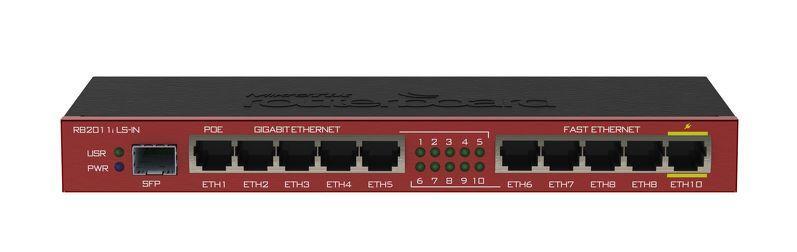 

Коммутатор MikroTik RouterBoard RB2011iLS-IN, кол-во портов: 10x100 Мбит/с, кол-во SFP/uplink: 1, RouterBoard RB2011iLS-IN