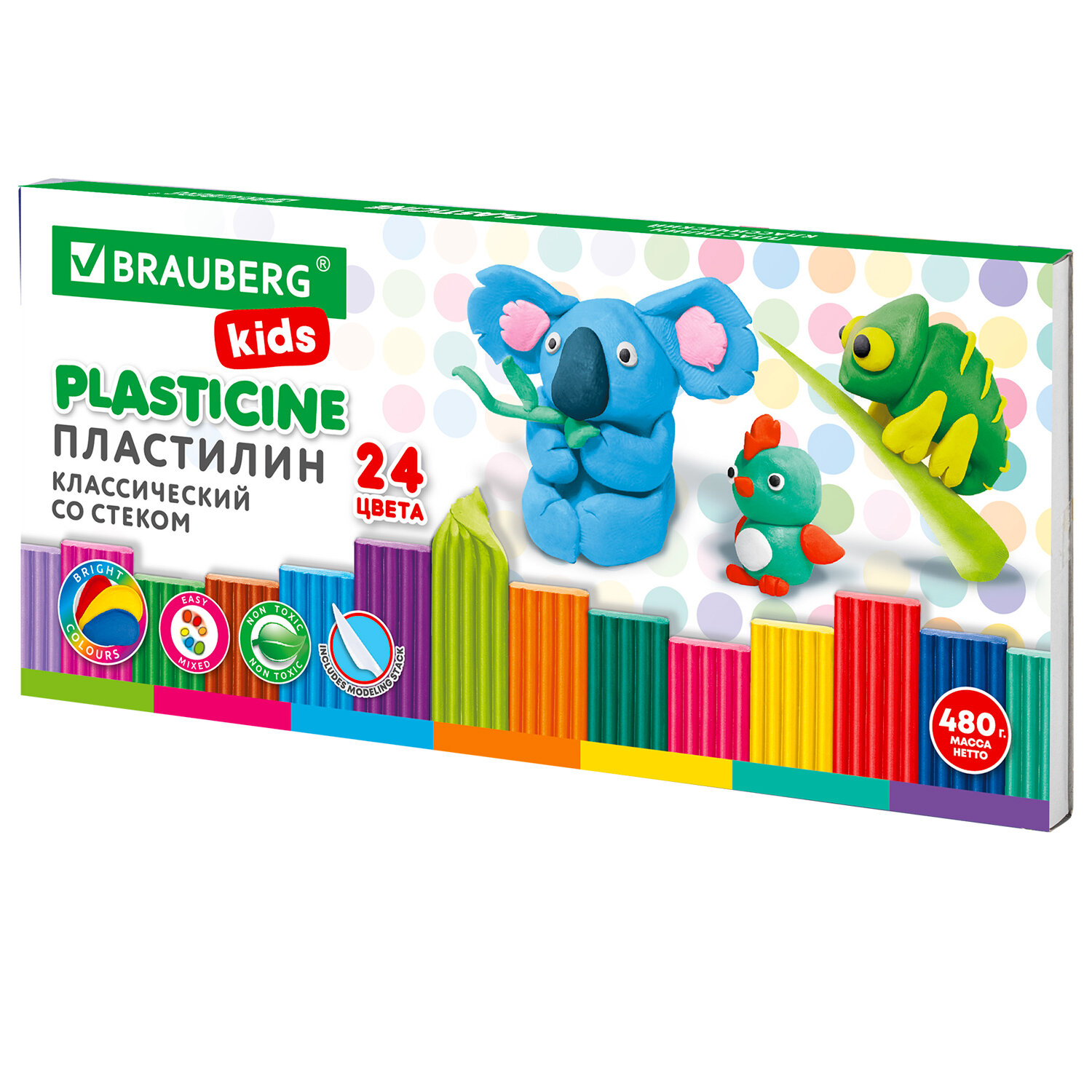 

Пластилин BRAUBERG KIDS, 24, 480г (106437), KIDS