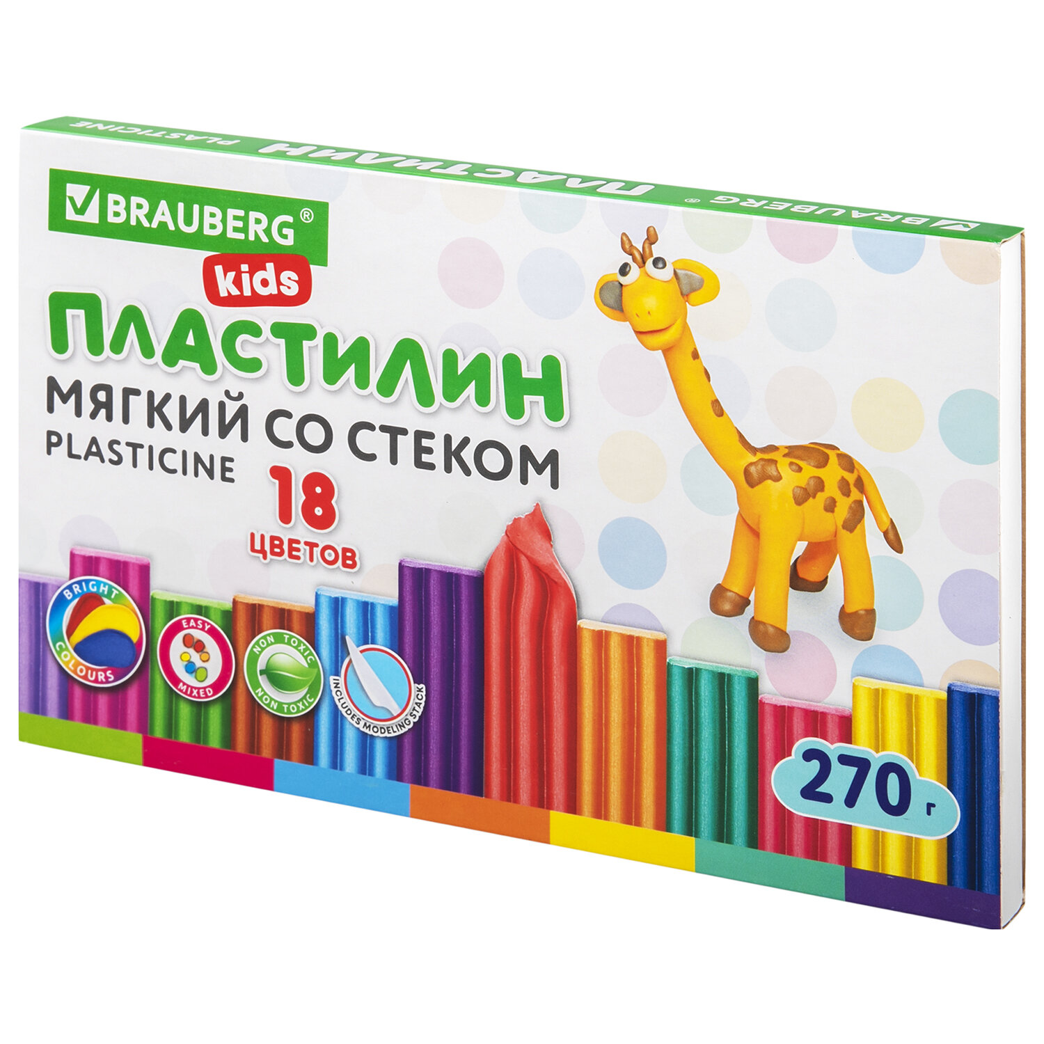

Пластилин BRAUBERG KIDS, 18, 270г (106497), KIDS