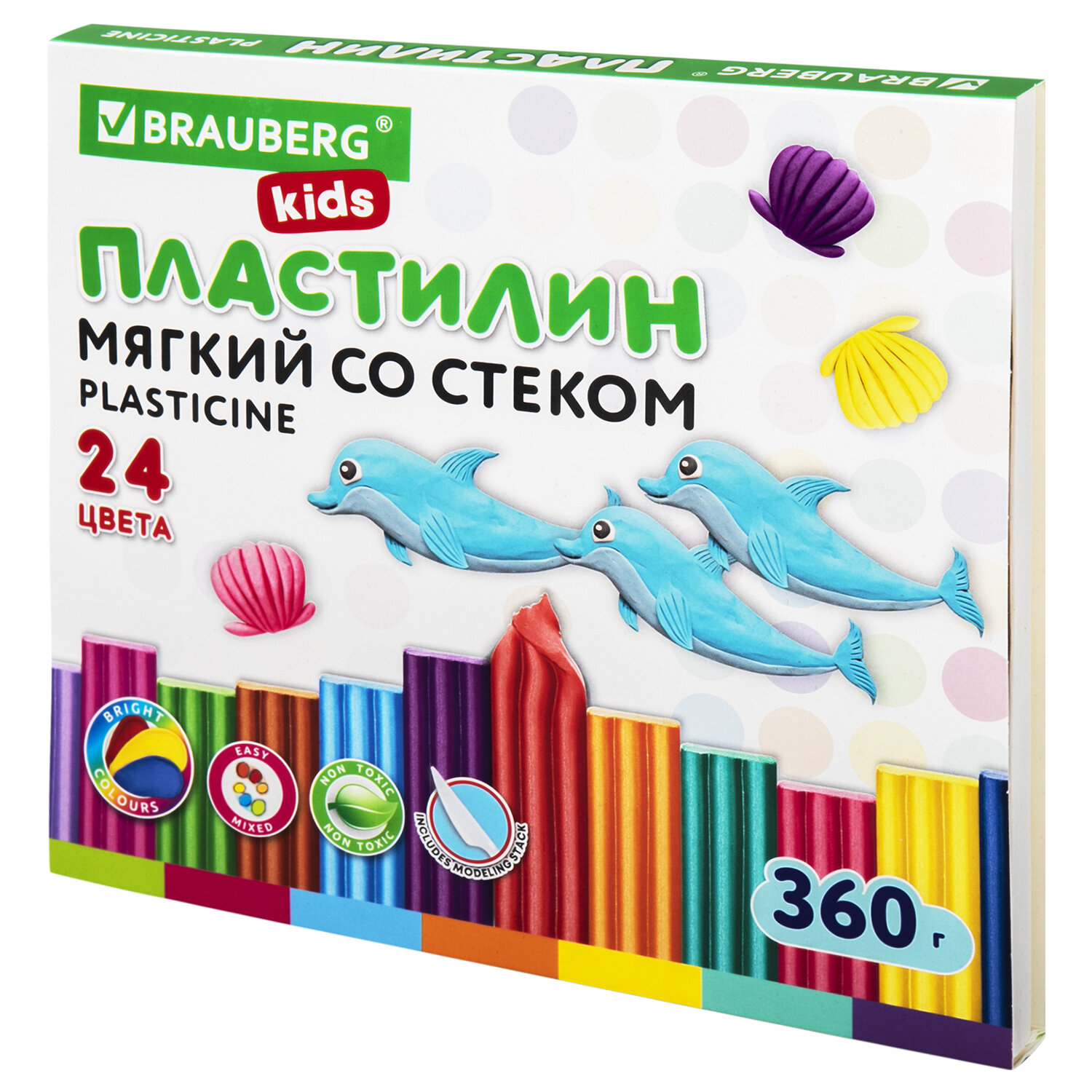 

Пластилин BRAUBERG KIDS, 24, 360г (106498), KIDS