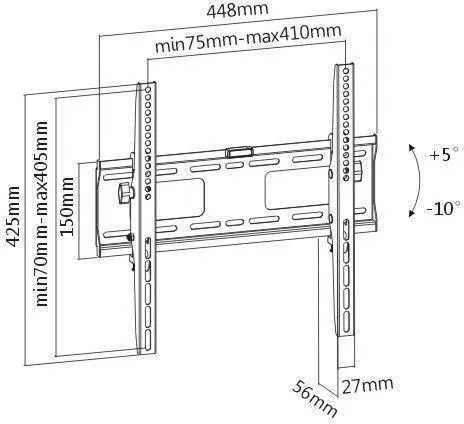 

Кронштейн настенный для TV/монитора Ultramounts UM 841T, 32"-55", VESA 200x200мм-400x400мм, наклонный, до 50 кг, черный (UM 841T), UM 841T