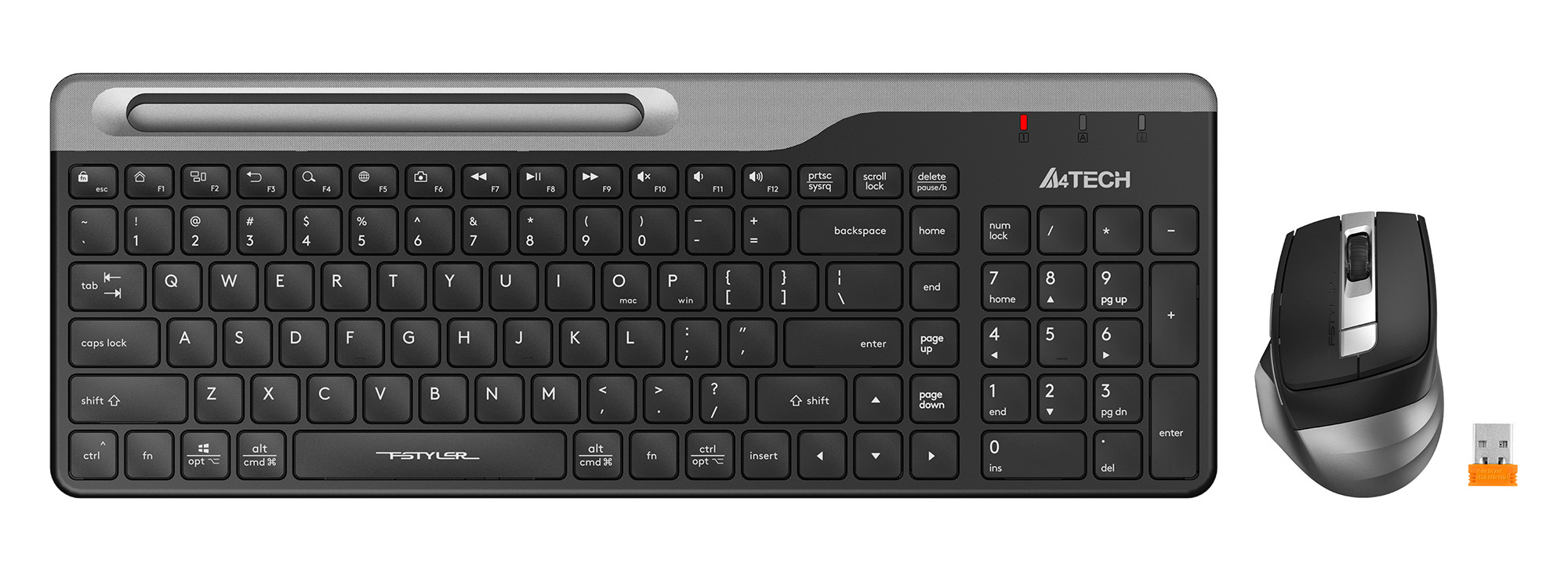 Клавиатура + мышь A4Tech Fstyler FB2535C, Bluetooth / USB, черный/серый