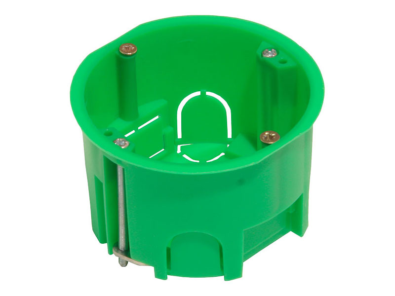 Коробка установочная HEGEL ГИПРОК КУ1202-01-И, модулей: 1, мест: 1, ⌀6.8 см x 4.5 см, для полых стен, зеленый (1076692)