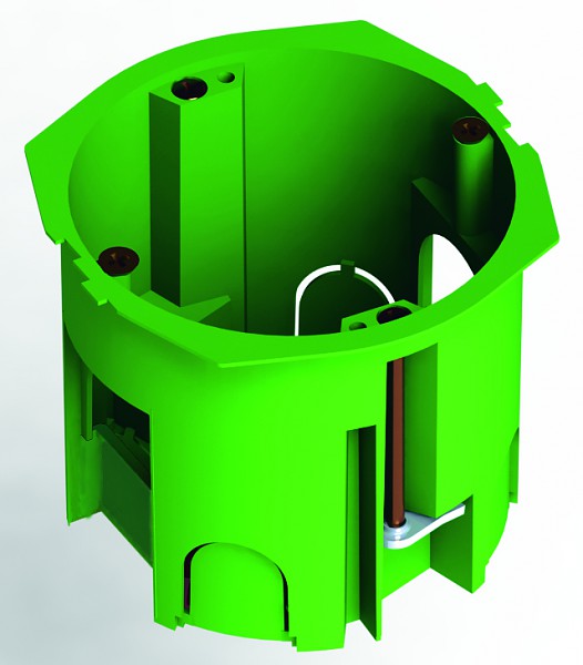 Коробка установочная HEGEL ГИПРОК {КУ1205, модулей: 1, мест: 1, ⌀6.8 см x 6 см, для полых стен, зеленый (9799233)