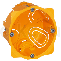 Коробка установочная Legrand ГИПРОК 080051, 2-модуля, 1-место ⌀50ммx50мм, для сплошных стен, оранжевый (9798837)