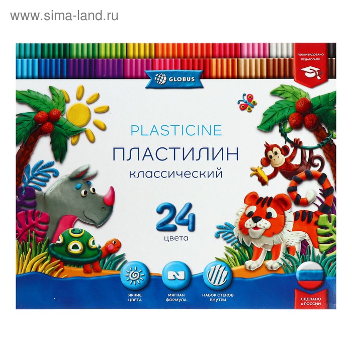 

Пластилин Globus, 24, 480г (ПЛ24-06К)