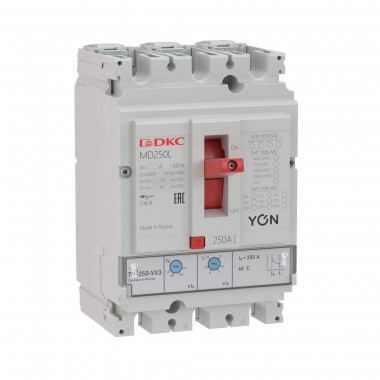 

Выключатель автоматический YON MD250N-TM160 трехполюсный (3P/3П) 160A 42кА (MD250N-TM160), MD250N-TM160