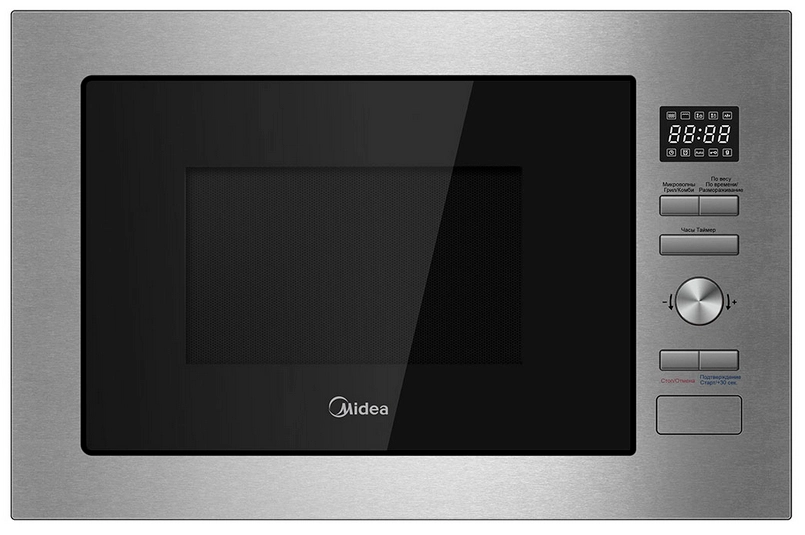

Микроволновая печь встраиваемая Midea MI7250X 25л, 900Вт, гриль, серебристый/черный ( MI7250X), MI7250X