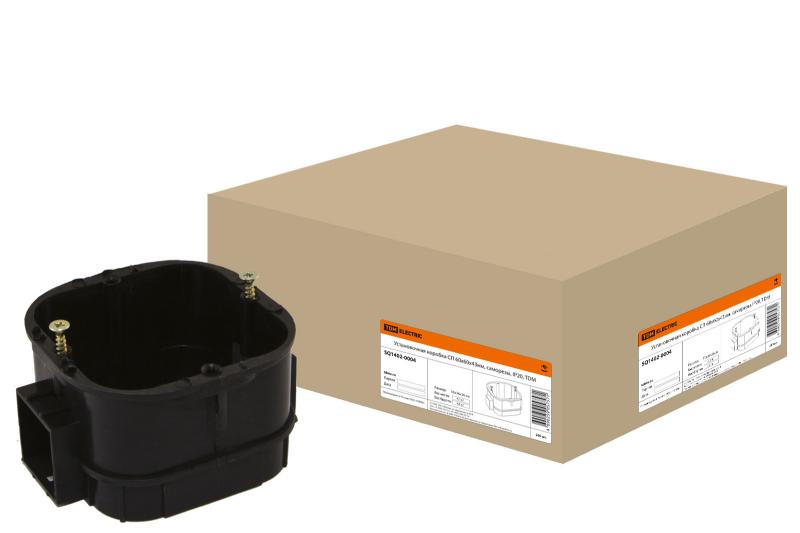 Коробка установочная TDM SQ1402-0004, модулей: 1, мест: 1, ⌀6 см x 4.3 см, для твердых стен сам. ст.уз, черный (00000171998)