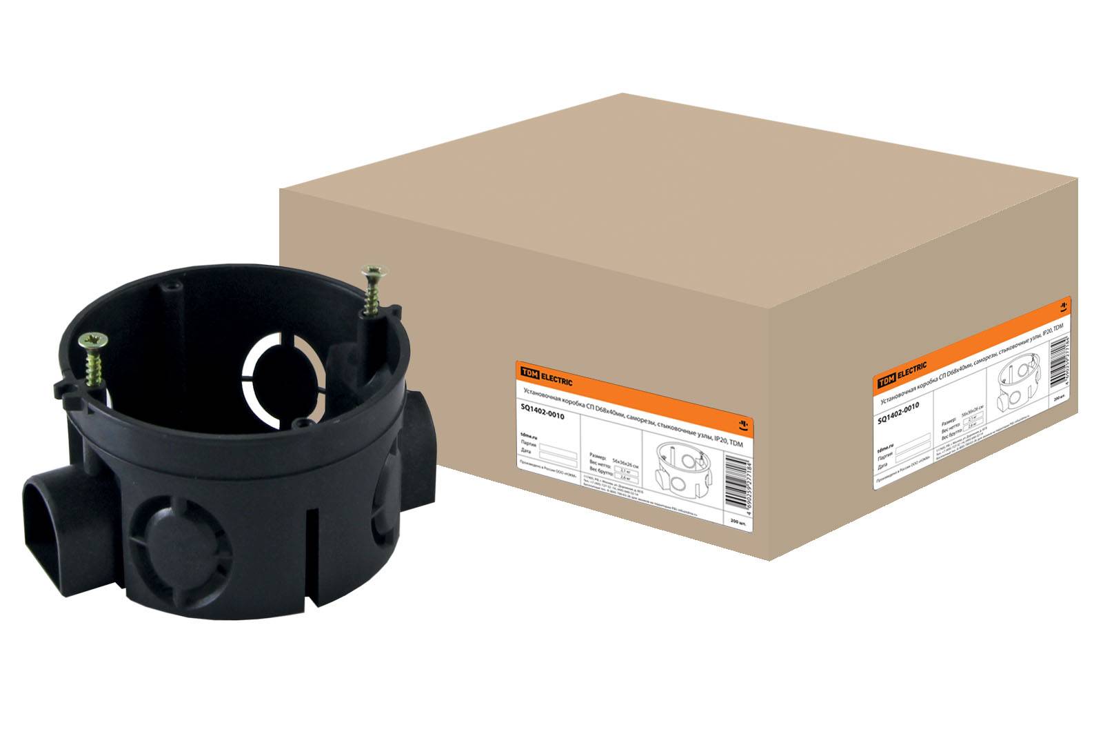 Коробка установочная TDM TDM SQ1402-0010, модулей: 1, мест: 1, ⌀6.8 см x 4 см, для сплошных стен, черный (TDM SQ1402-0010)
