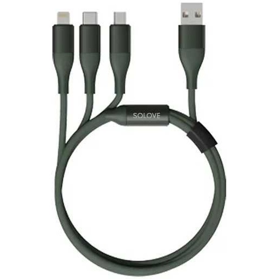 

Кабель USB 2.0(Am)-2xLightning 8-pin(m)+USB Type-C(m)+Micro USB 2.0(Bm), 2.4A, 1.2м, зеленый Xiaomi ZMI DW2 (DW2 Green), DW2