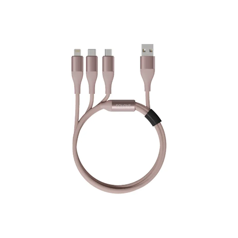 

Кабель USB 2.0(Am)-2xLightning 8-pin(m)+USB Type-C(m)+Micro USB 2.0(Bm), 2.4A, 1.2м, розовый Xiaomi ZMI DW2 (DW2 Pink), DW2