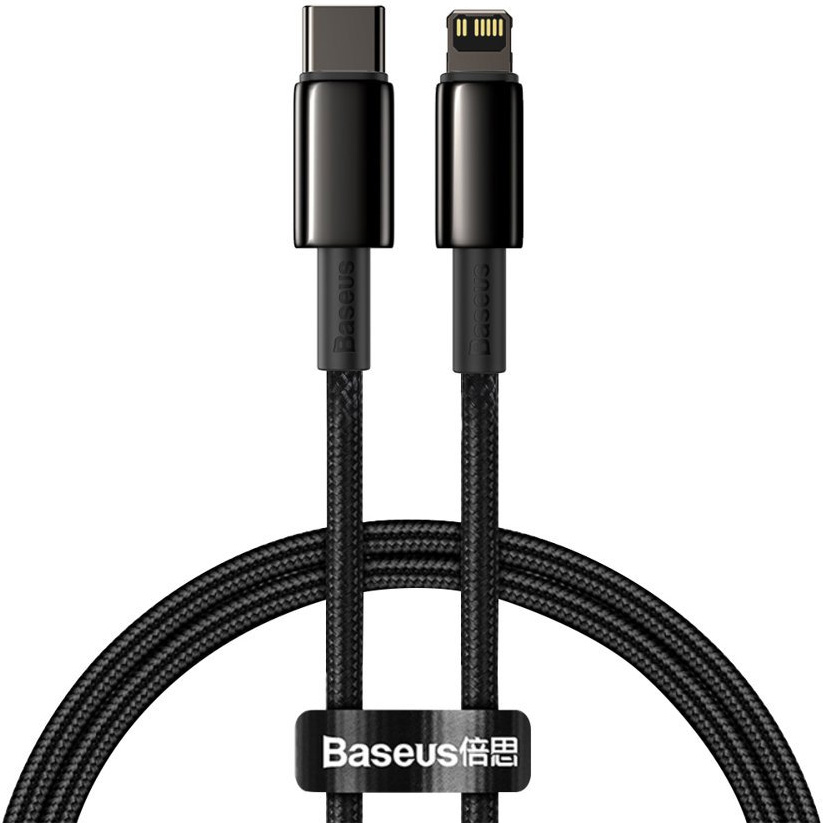 

Кабель Lightning 8-pin-USB Type-C, 1м, черный Baseus Tungsten Gold (CATLWJ-01)