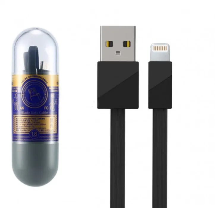 

Кабель Lightning 8-pin(m)-USB 2.0(Am), плоский, 2A, 1м, черный Remax Blade Series RC-105i (RC-105i), RC-105i