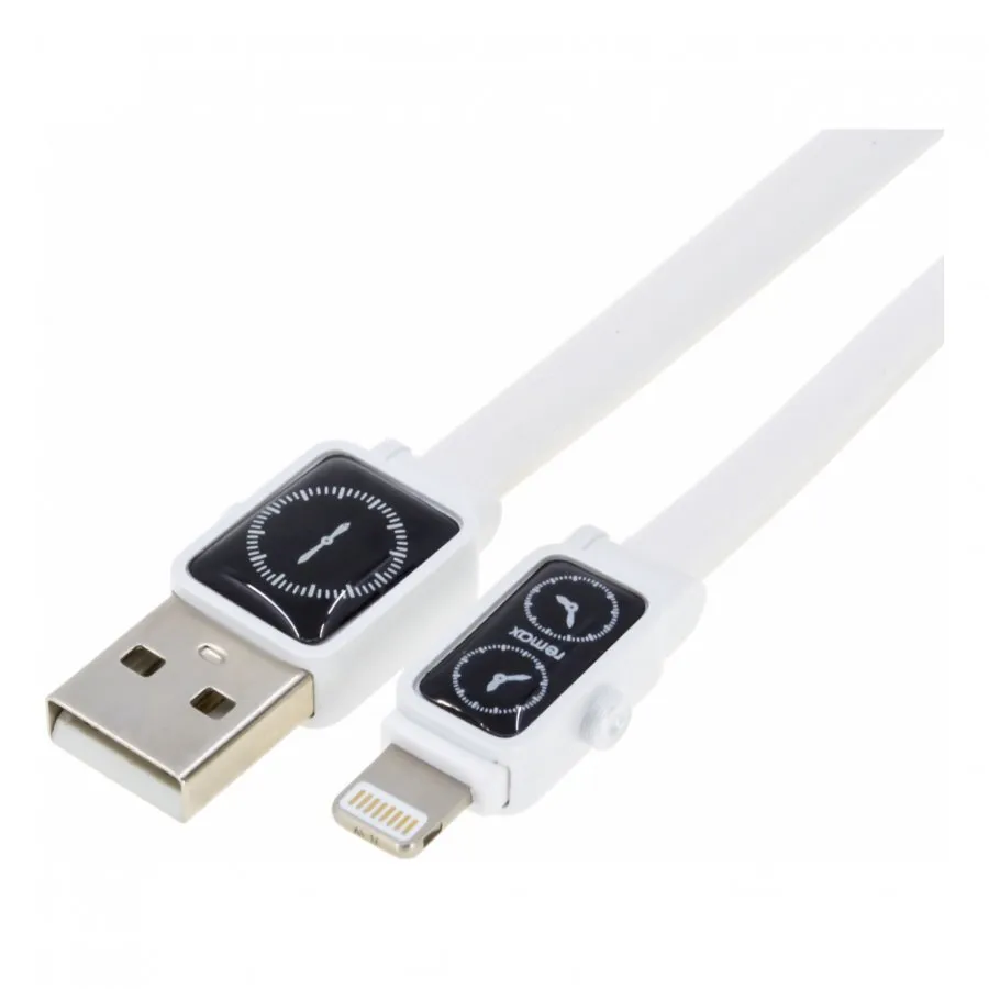 

Кабель Lightning 8-pin(m)-USB 2.0(Am), плоский, 2.4A, 1м, белый Remax Watch RC-113i (RC-113i), RC-113i