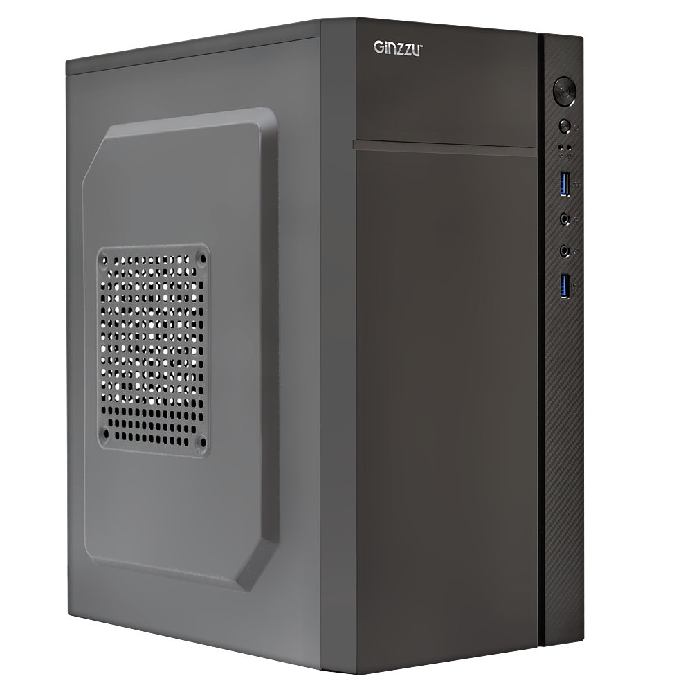 Корпус Ginzzu B250 , mATX, Mini-Tower, 2xUSB 3.0, черный, Без БП - фото 1